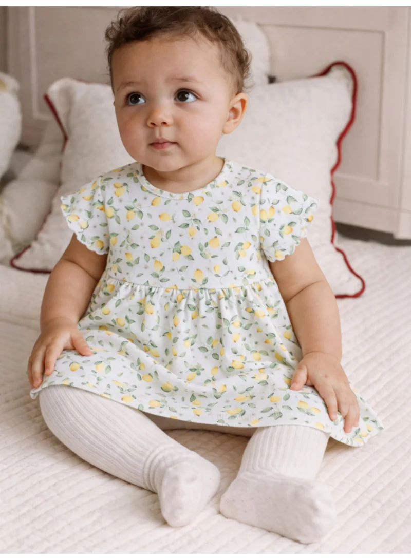Victor And Jane  Infant Girls 2-Pack Rib Dresses (Printed & Solid Light yellow) for Women | Best Price UAE